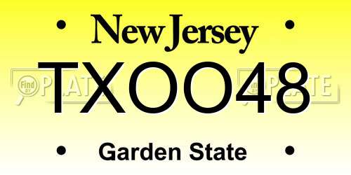 TXOO48 New Jersey License Plate