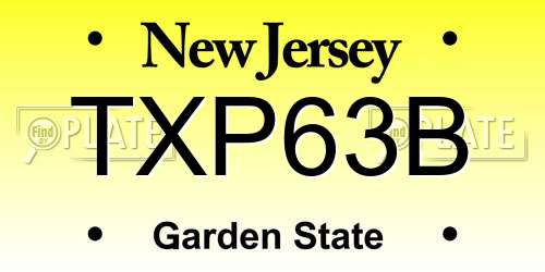 TXP63B New Jersey License Plate