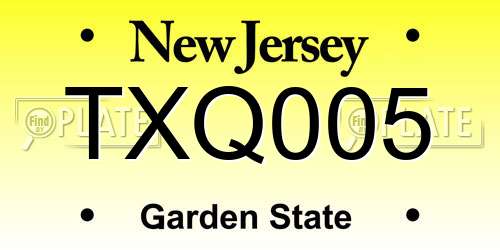 TXQ005 New Jersey License Plate