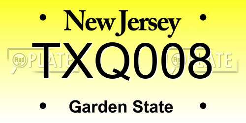 TXQ008 New Jersey License Plate