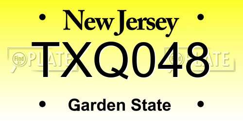 TXQ048 New Jersey License Plate