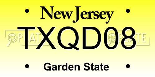 TXQD08 New Jersey License Plate