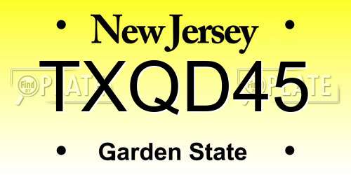 TXQD45 New Jersey License Plate