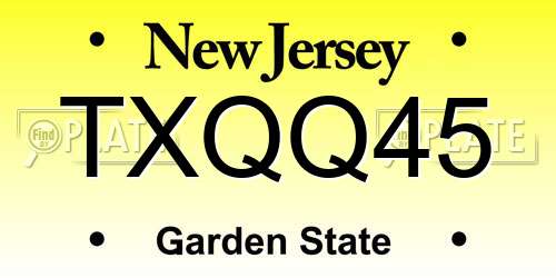 TXQQ45 New Jersey License Plate