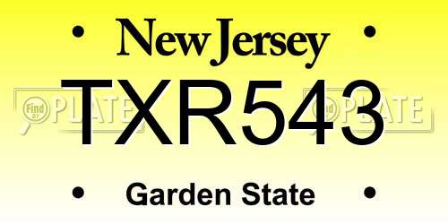 TXR543 New Jersey License Plate