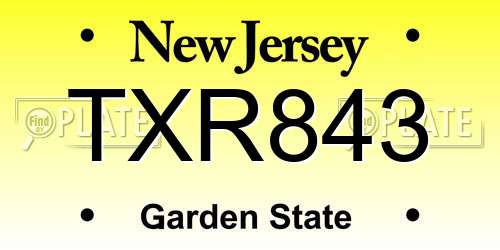 TXR843 New Jersey License Plate