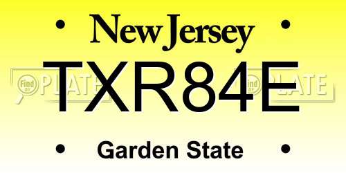 TXR84E New Jersey License Plate