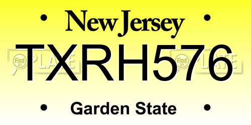 TXRH576 New Jersey License Plate