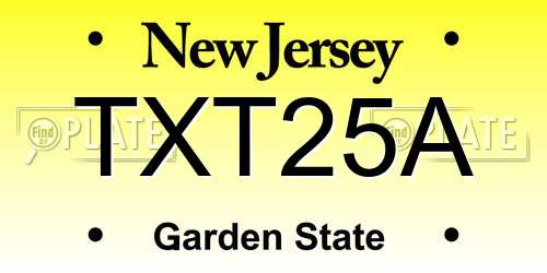 TXT25A New Jersey License Plate