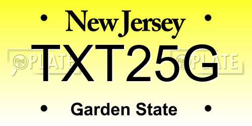 TXT25G New Jersey License Plate