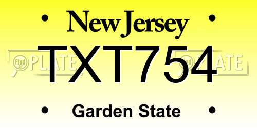 TXT754 New Jersey License Plate