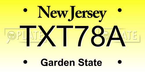 TXT78A New Jersey License Plate
