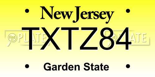 TXTZ84 New Jersey License Plate