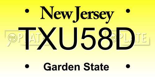 TXU58D New Jersey License Plate