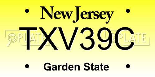 TXV39C New Jersey License Plate
