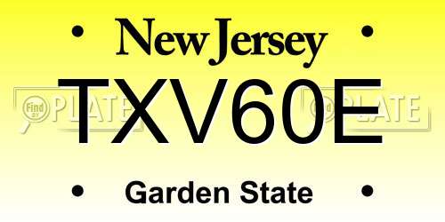 TXV60E New Jersey License Plate