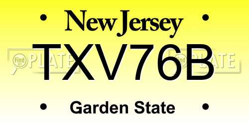 TXV76B New Jersey License Plate