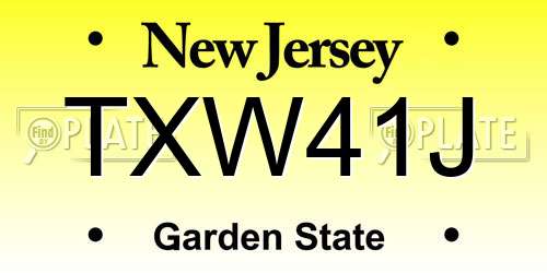 TXW41J New Jersey License Plate