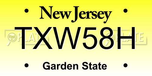 TXW58H New Jersey License Plate