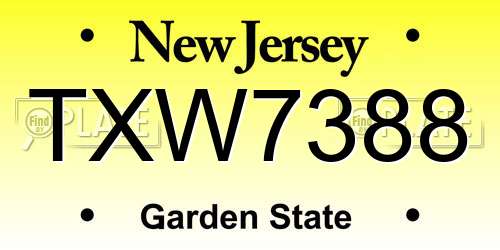 TXW7388 New Jersey License Plate