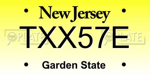 TXX57E New Jersey License Plate