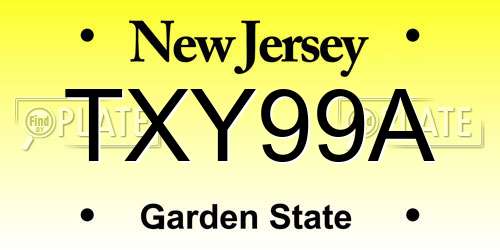 TXY99A New Jersey License Plate