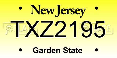 TXZ2195 New Jersey License Plate