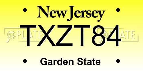 TXZT84 New Jersey License Plate