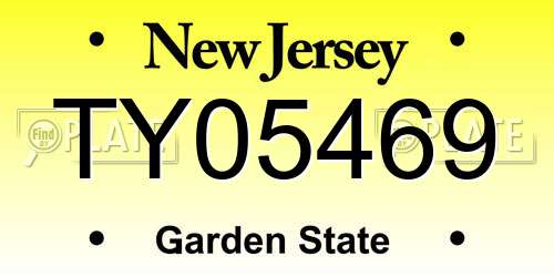 TY05469 New Jersey License Plate
