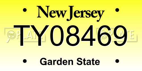 TY08469 New Jersey License Plate