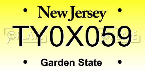 TY0X059 New Jersey License Plate