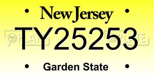 TY25253 New Jersey License Plate