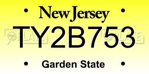 TY2B753 New Jersey License Plate