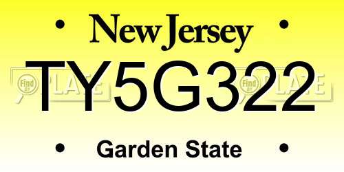 TY5G322 New Jersey License Plate