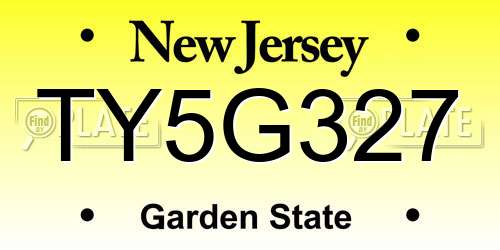 TY5G327 New Jersey License Plate