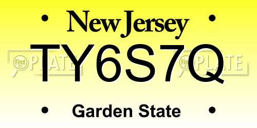 TY6S7Q New Jersey License Plate
