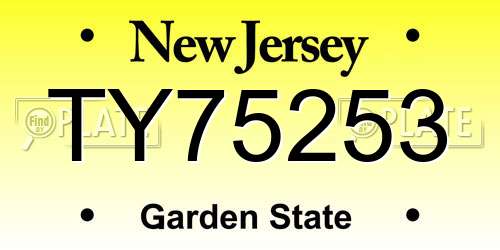 TY75253 New Jersey License Plate