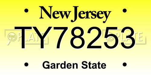 TY78253 New Jersey License Plate