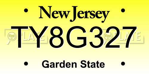 TY8G327 New Jersey License Plate