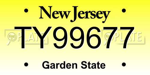TY99677 New Jersey License Plate