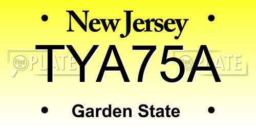 TYA75A New Jersey License Plate