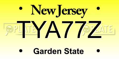TYA77Z New Jersey License Plate