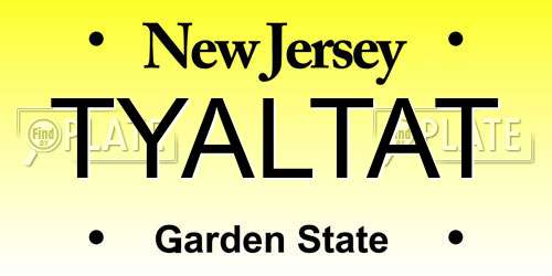 TYALTAT New Jersey License Plate