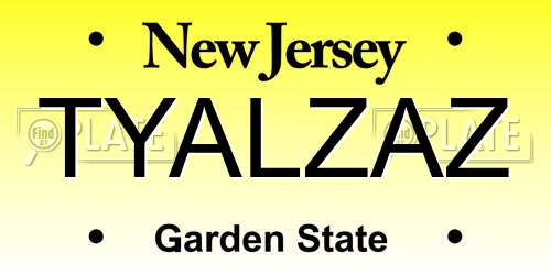 TYALZAZ New Jersey License Plate