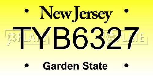 TYB6327 New Jersey License Plate