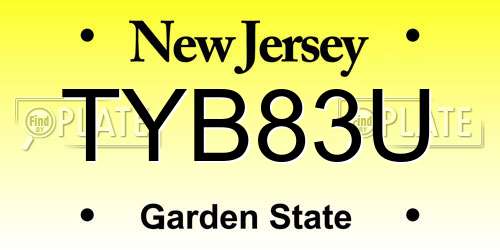 TYB83U New Jersey License Plate