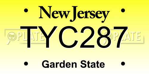 TYC287 New Jersey License Plate