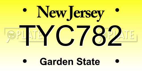 TYC782 New Jersey License Plate