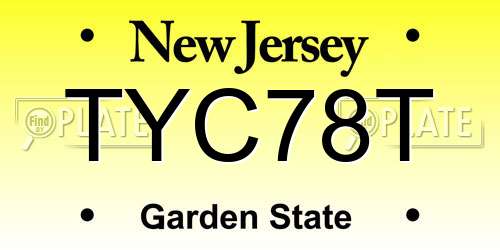 TYC78T New Jersey License Plate