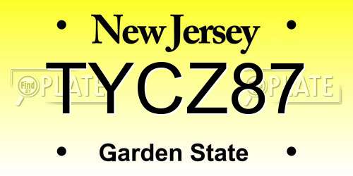 TYCZ87 New Jersey License Plate